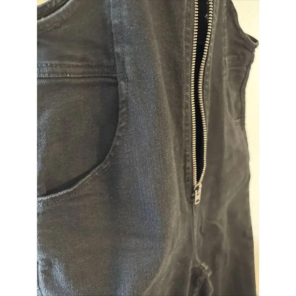 Free People Black Zip Up Overall Skinny Leg Overall Size 0